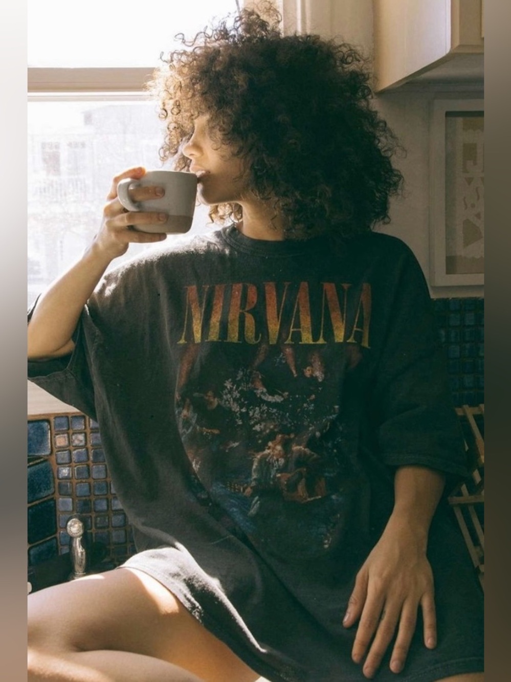 Urban Outfitters Nirvana Unplugged T-Shirt Dress Distressed Band Grey One Size